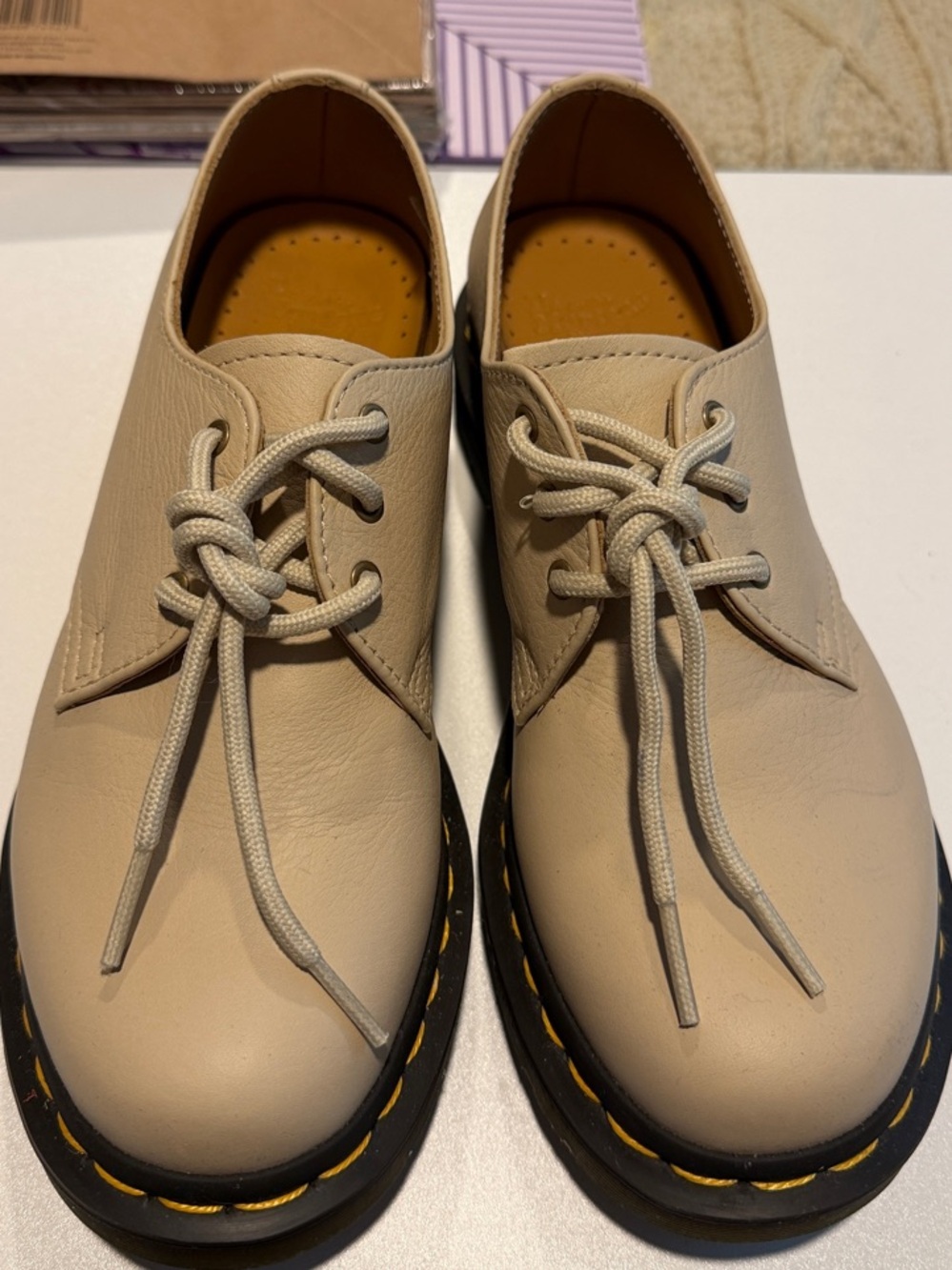 Dr. Martens Beige Lace-Up Derby Shoes